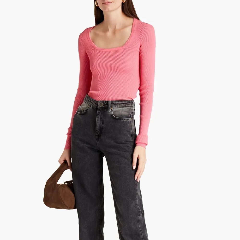 🎀SSENSE Remain Birger Christensen Serena fitted ribbed knit top bubblegum 40
